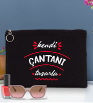 BK Gİft Kişiye Özel Kendin Tasarla Astarlı Portföy Çanta 30x21cm (12 Renk Seçeneğı), Baskılı El Çantası, Organizer Çanta (Siyah)