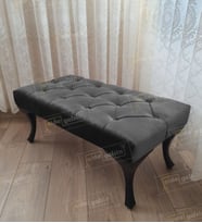 Kapitoneli Ayak Ucu Kapı Önü Antre Bench Puf Siyah Ayak (100*45) (Antrasit)