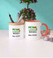 Petrol ve Doğalgaz Mühendisi Kupa Bardak Lacivert ve Kalemlik (Model 6)