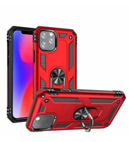 Apple iPhone 11 PRO Kılıf Yüzüklü Standlı Korumalı Tank Kapak (Kırmızı)