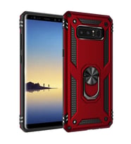 Samsung Galaxy Note 8 Uyumlu Kılıf Standlı Manyetik Yüzüklü Military Magnetic Ring Polycarbonate and TPU Case (Kırmızı)