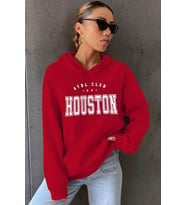 Unisex Houston Baskılı Sweatshirt (Kırmızı)