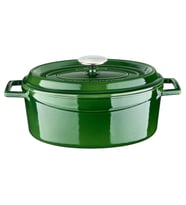 Lava Döküm Oval Tencere Döküm Demir Yekpare Kulplu Premium Serisi Ölçü 21x27cm. (Yeşil)