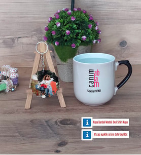 Ablaya Hediye Kupa Bardak Beyaz ve Fotoğraflı Ahşap Anahtarlık Hediye (Model 10)