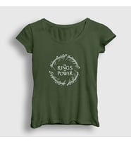 Presmono Kadın Sarı V2 Yüzüklerin Efendisi Güç Yüzükleri Rings Of Power T-Shirt 363273tt (Haki)