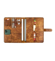 Twingold Kişiye Özel %100 Deri Rainbow Macbook Organizer 11" Antrasit (Camel)