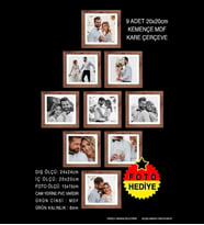 9 Adet 20x20 Çerçeve - Mdf Çerçeve - Kare Fotoğraf Çerçevesi (Kahverengi)