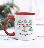 Beden Eğitimi Öğretmeni Tasarımlı Kişiye Özel Kupa Bardak (Kırmızı)