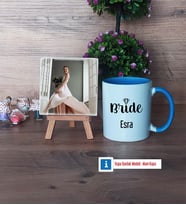 Bride Fotoğraflı Dekoratif Taş, Kupa Bardak Beyaz Hediye (Model 4)