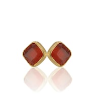 Kadir Jewellery 22 Ayar Altın Kaplama Kadın Minimal Küpe -El İşçiliği Ve Hipoalerjenik Küpe (Kırmızı)