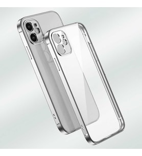 Apple iPhone 12 Kılıf Zore Gbox Renkli Kenar Kılıf (Gümüş)