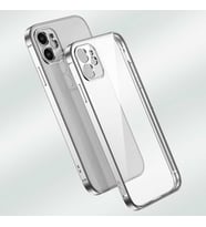 Apple iPhone 12 Kılıf Zore Gbox Renkli Kenar Kılıf (Gümüş)