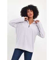 Kadın  Rahat Kalıp Softech Polar Yarım Fermuarlı Sweatshırt spr24pwk20 (Açık Gri)