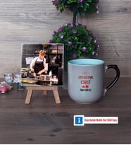Aşçıya Hediye Fotoğraflı Dekoratif Taş, Kupa Bardak Beyaz Hediye (Model 10)
