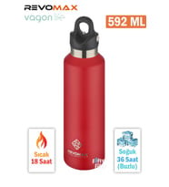 Revomax 592 ML Büyük Kapasiteli Özel Kapak Sistemli 18saat Sıcak/36 Saat Soğuk  Çelik Termos -592ML  (Kırmızı)