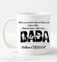 Babalar Günü Hediyesi Babaya Özel İsimli Kupa Bardak (Beyaz)