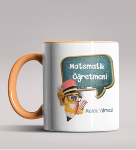 Kişiye Özel Matematik Öğretmeni Tasarımlı Siyah Renk Kupa 15 (Turuncu)