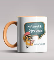 Kişiye Özel Matematik Öğretmeni Tasarımlı Siyah Renk Kupa 15 (Turuncu)