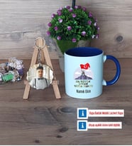 Askere Hediye Kupa Bardak Beyaz ve Fotoğraflı Ahşap Anahtarlık Hediye (Model 3)