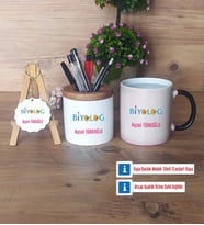Biyolog Hediye Sepeti Kalemlik, Kupa Bardak Sihirli, Ahşap Anahtarlık HediyeBiyologa Hediye (Model 1)