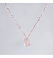kararmaz zincirli pembe kuvars doğal taş kolye (Rose)