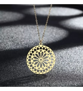 Kişiye Özel 925 Ayar Gümüş Mandala Tasarım Kolye (Gold)
