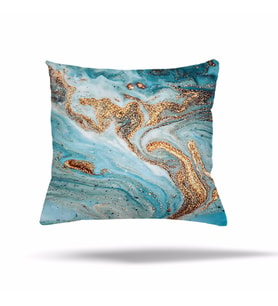 Geometrik Batik Desen Gizli Fermuarlı Yastık Kılıfı Kırlent Kılıfı Koltuk Yastık Kılıfı  (Turkuaz)