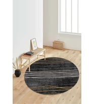 Dijital Baskılı Kaymaz Taban Yıkanabilir Yuvarlak Salon Halısı Koridor Halısı Paspas NDY-HT-701 (Siyah)