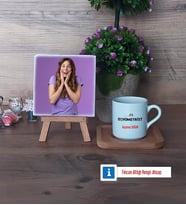Odyometrist Fotoğraflı Dekoratif Taş, Ahşap Altlıklı Türk Kahvesi Fincanı Hediye (Model 1)