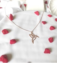 Kişiye Özel 925 Ayar Gümüş Sinek Kuşu Kolye (Rose)