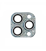 Uyumlu Model Apple iPhone 11 Pro Full Taşlı Kamera Lens Koruyucu Çerçeveli Koruyucu CL-08 (Mavi)