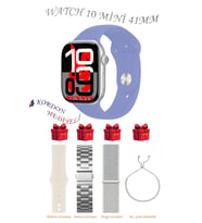 Samsung Galaxy M31 Prime Uyumlu Açık Mavi Akıllı Saat Watch 10 Mini Kordon Hediyeli AMOLED EKRAN 41MM (Lila)