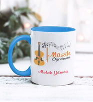Müzik Öğretmeni Tasarımlı Kişiye Özel Kupa Bardak (Mavi)