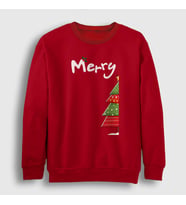 Presmono Unisex Beyaz Merry Christmas Funny Yılbaşı Sweatshirt 364750tt (Kırmızı)