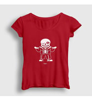 Presmono Kadın Haki Sans Undertale T-Shirt 32543tt (Kırmızı)