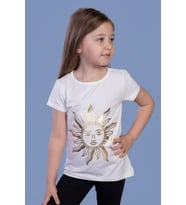 Toontoy Kız Çocuk Güneş Varaklı Tişört (Ekru)