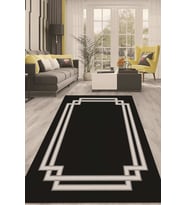 Dijital Kaymaz Taban Yıkanabilir Modern Renkli Salon Halısı Mutfak Halısı Yolluk ND-HT-1106 (Siyah)