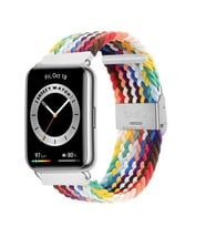 Sneezy Huawei Watch Fit 2 İle Uyumlu Metal Klips Solo Fiberlink Örgü Kordon (Rainbow)