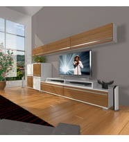Decoraktiv Ekoflex 8 Mdf Tv Ünitesi Tv Sehpası (Beyaz - Ceviz)