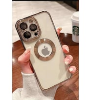 iPhone 13 Pro Max Kılıf Köşeleri Renkli Şeffaf Kamera Korumalı Silikon Luxury Kapak (Rose)