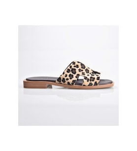 Zeyn 8012 Kadın Deri Terlik (Leopar)