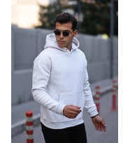 Kozik Erkek Tam Oversize Kanguru Cepli 3 İplik Erkek Kapüşonlu Sweatshirt (Gri)