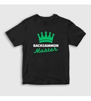 Presmono Unisex Çocuk Beyaz Backgammon Master Tavla Ustası Oyun T-Shirt 417179tt (Siyah)