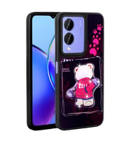 ViVo Y17s Kılıf Parlayan Kabartmalı İkonik Figürlü Amas Silikon Kapak (Siyah)