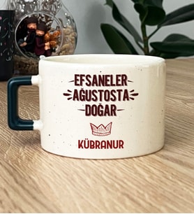 Kişiye Özel Efsaneler Ağustosta Doğar Hediye Lüks Fincan Doğum Günü Hediyesi (Koyu Yeşil)
