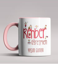 Kişiye Özel Rehber Öğretmen Tasarımlı Siyah Renk Kupa Bardak 3 (Pembe)