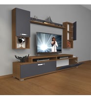 Decoraktiv Ekoflex 5da Mdf Tv Ünitesi Tv Sehpası (Antrasit - Ceviz)