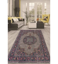 Dijital Kaymaz Taban Yıkanabilir Modern Renkli Salon Halısı Mutfak Halısı Yolluk ND-HT-749 (Mor)