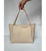 Yumuşak Deri Shopper Evrak Okul Iş Çantası Omuz Çantası Büyük Geniş Günlük Kullanışlı Şık Çanta kadın hediye çanta (Krem)