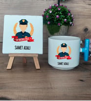 Erkek Polis Hediye Seti Kupa Bardak T Kulplu ve Dekoratif Taş Polisler Günü Erkek Polise Hediye (Model 3)